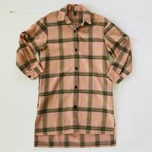 Wild Fable | Shacket Pink Plaid Oversized Button Down Shirt XS